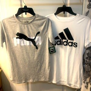 ***SOLD*** Grey Puma and white adidas t-shirt